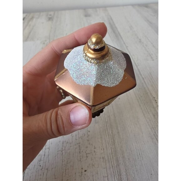 Radko Vintage lantern lamp clip glass glitter gold light Xmas tree - Picture 6 of 9